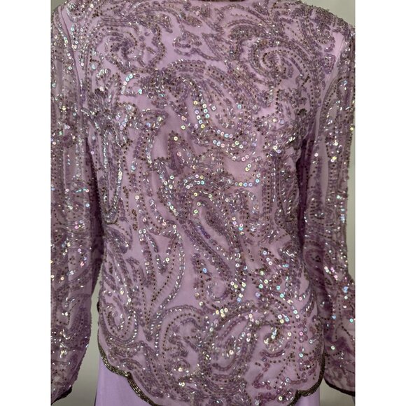 Night Vogue Lavender Beaded Two-Piece Set XL / L 100% Polyester Womens Blemishes - Picture 8 of 16